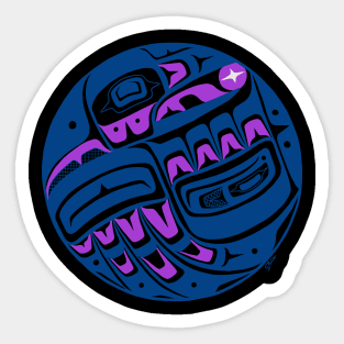 Raven Steals the Sun, teal and purple Sticker
